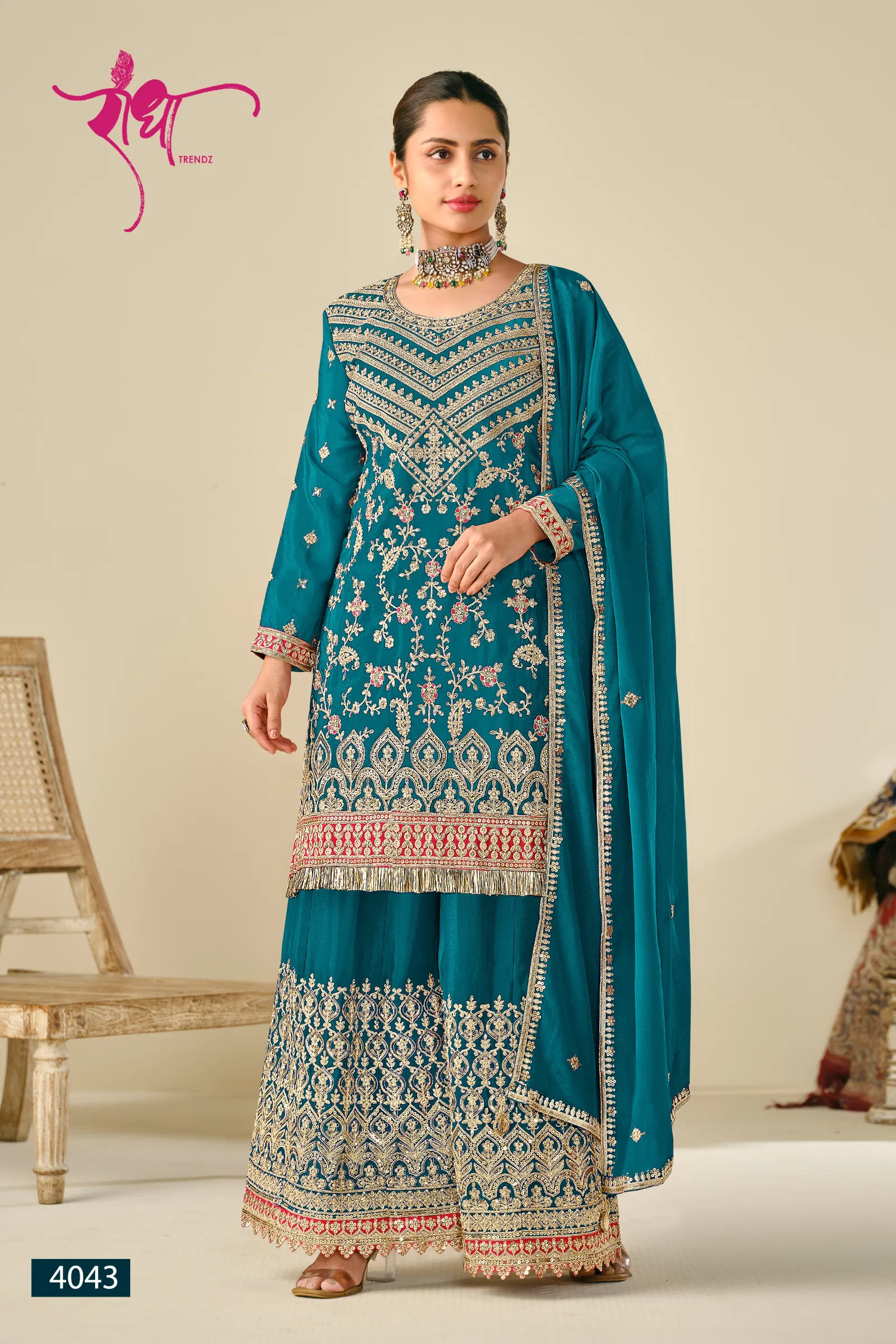 Sonpari By Radha Trendz Chinon Embroidery Readymade Suits Orders In India